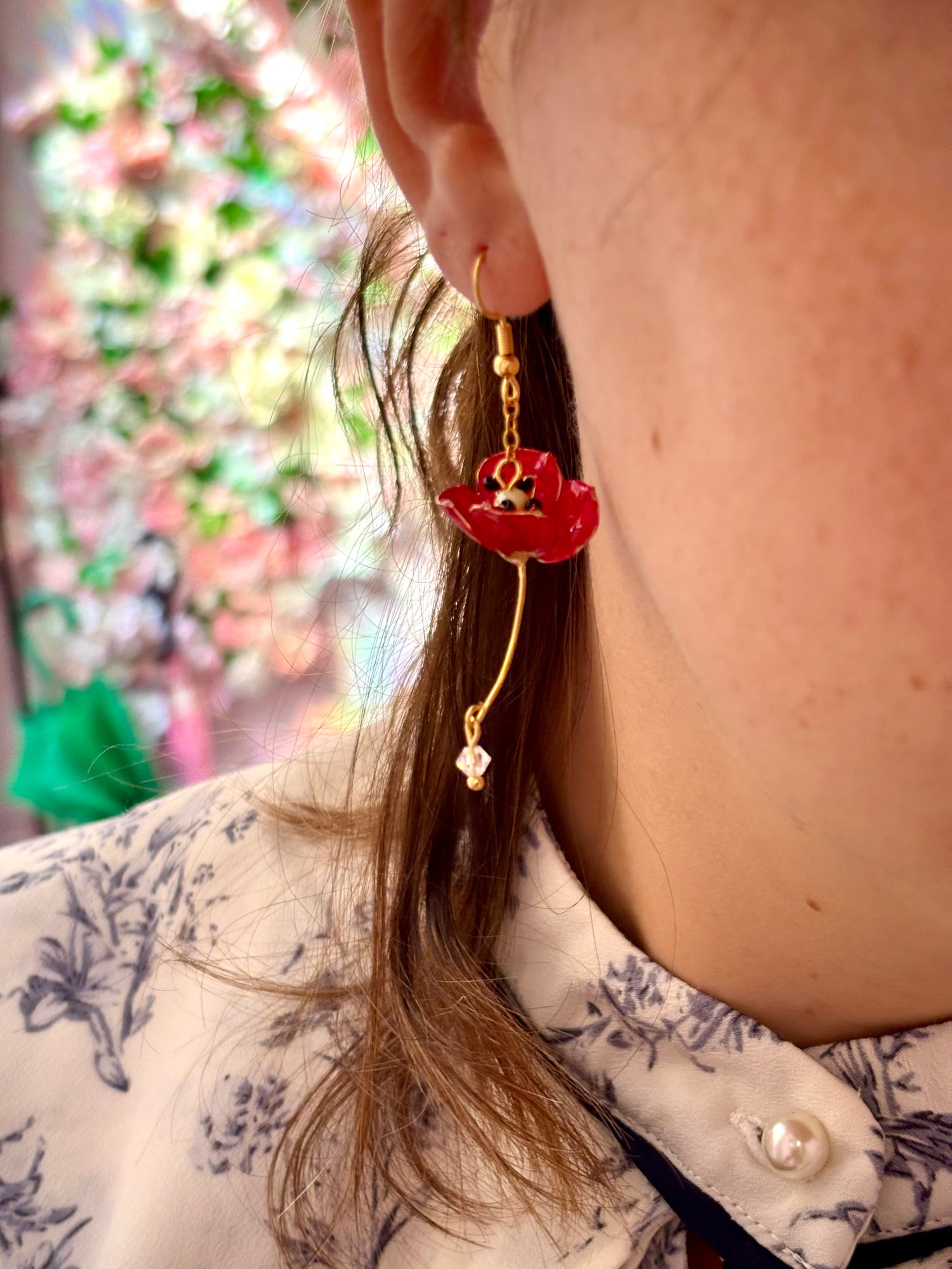 Orecchini Papaveri pendenti