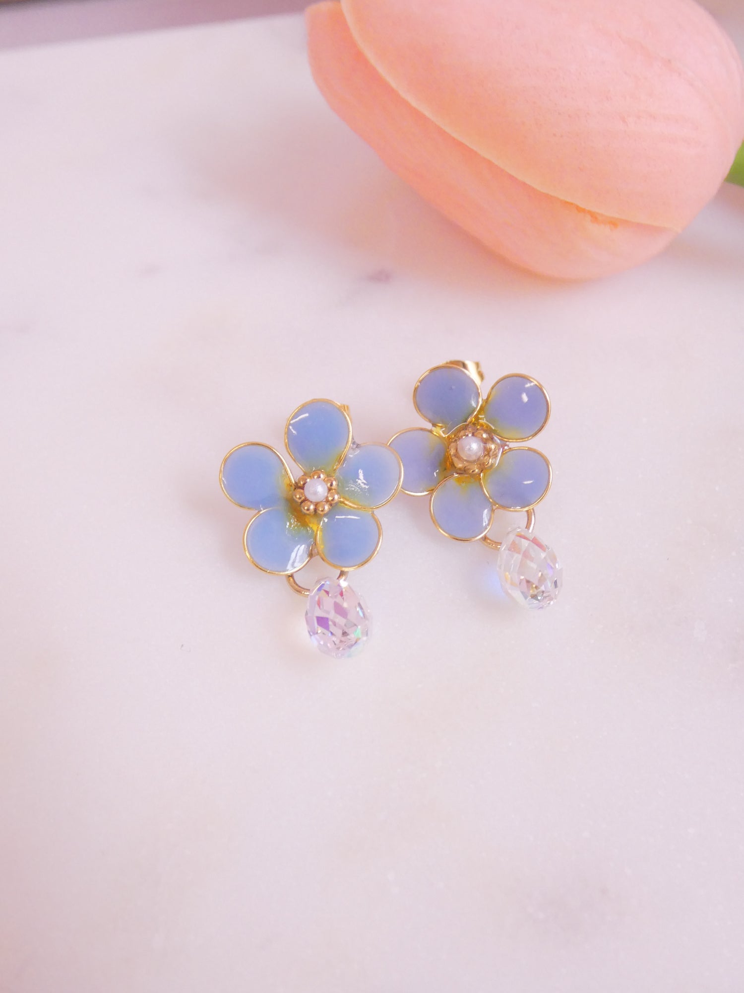 Vergissmeinnicht-Ohrringe mit Anhänger