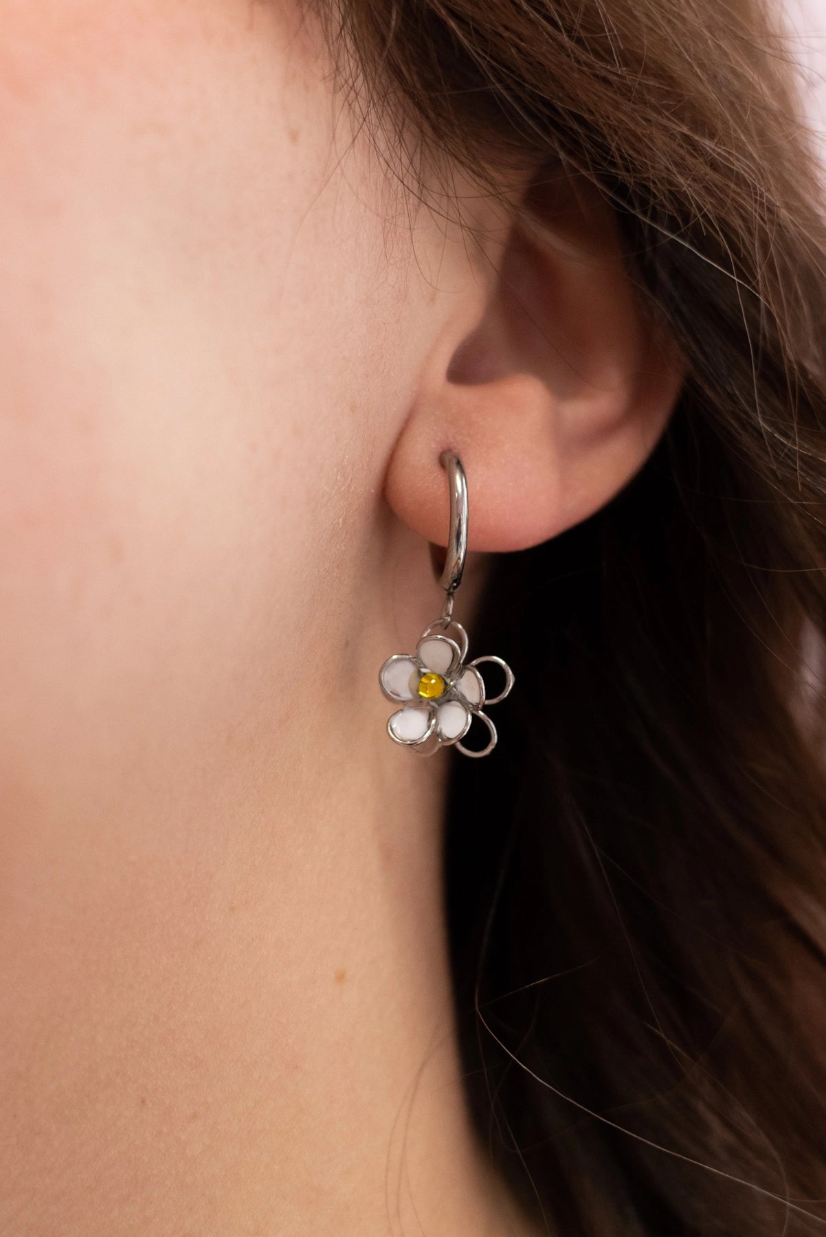 Orecchini a cerchio Margherita argento - My Little Wish