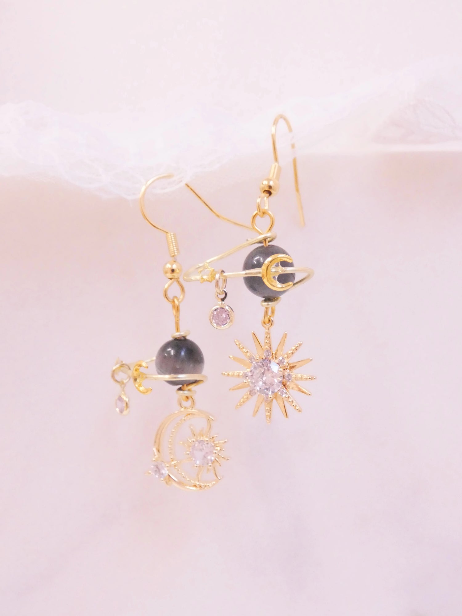 Orecchini Crystal Moon neri - My Little Wish