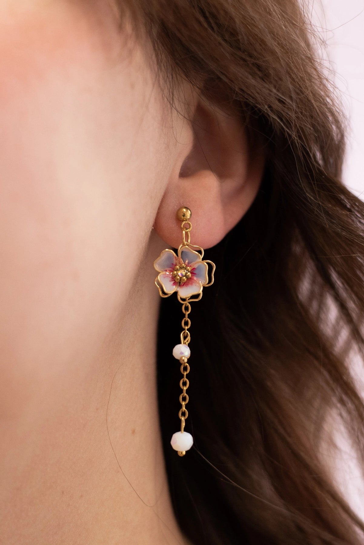 Orecchini Sakura pendenti oro - My Little Wish