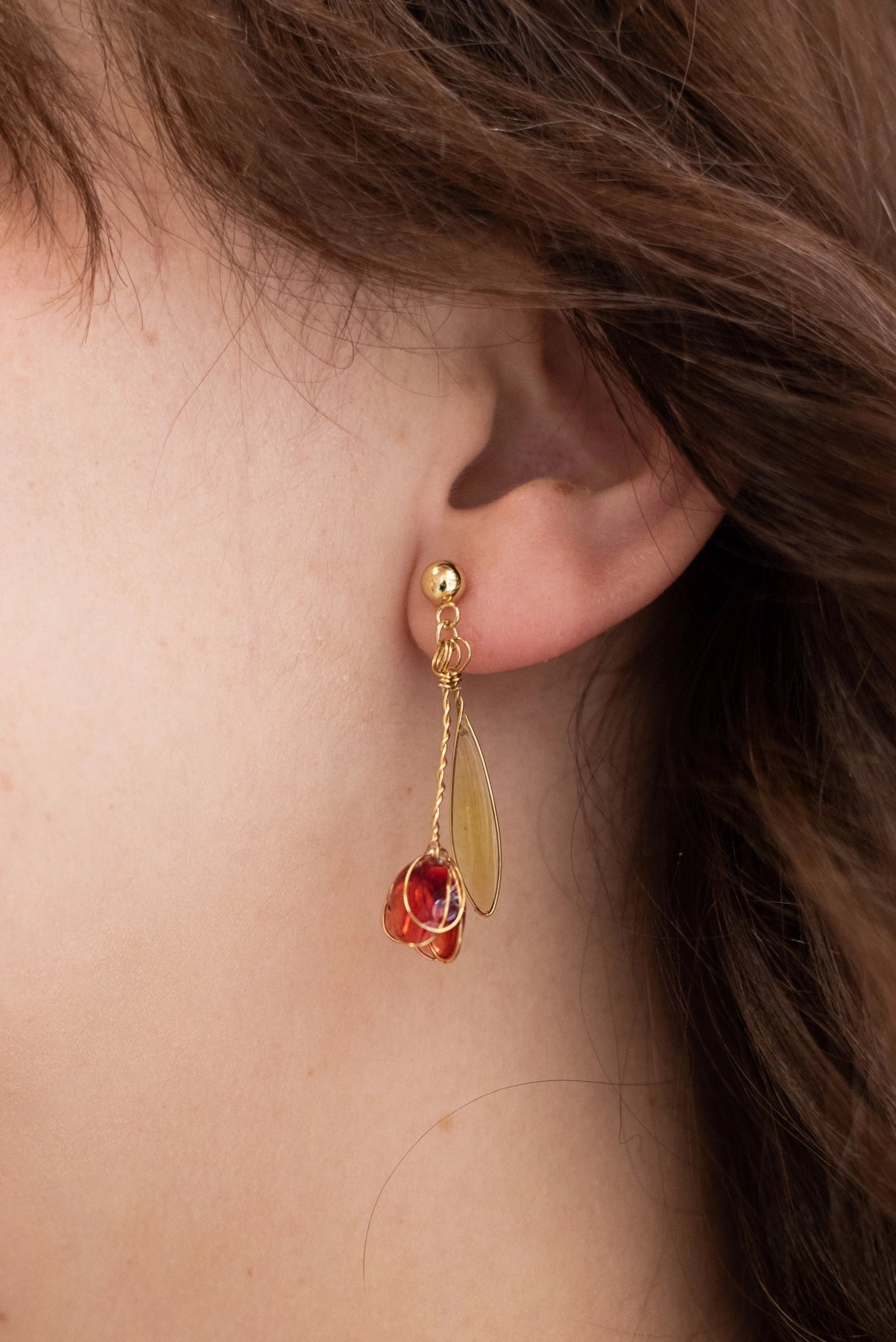 Santuzza Rosso Tulipano Argento Orecchini Genuini 925 Sterling Silver Squisito Fiore Smalto Fatto a Mano Ciondola Gioielli Orecchino Per Le Donne