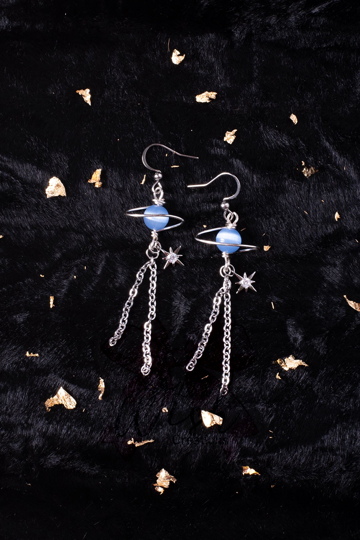 Kristallmond Himmelblau Silber Ohrringe