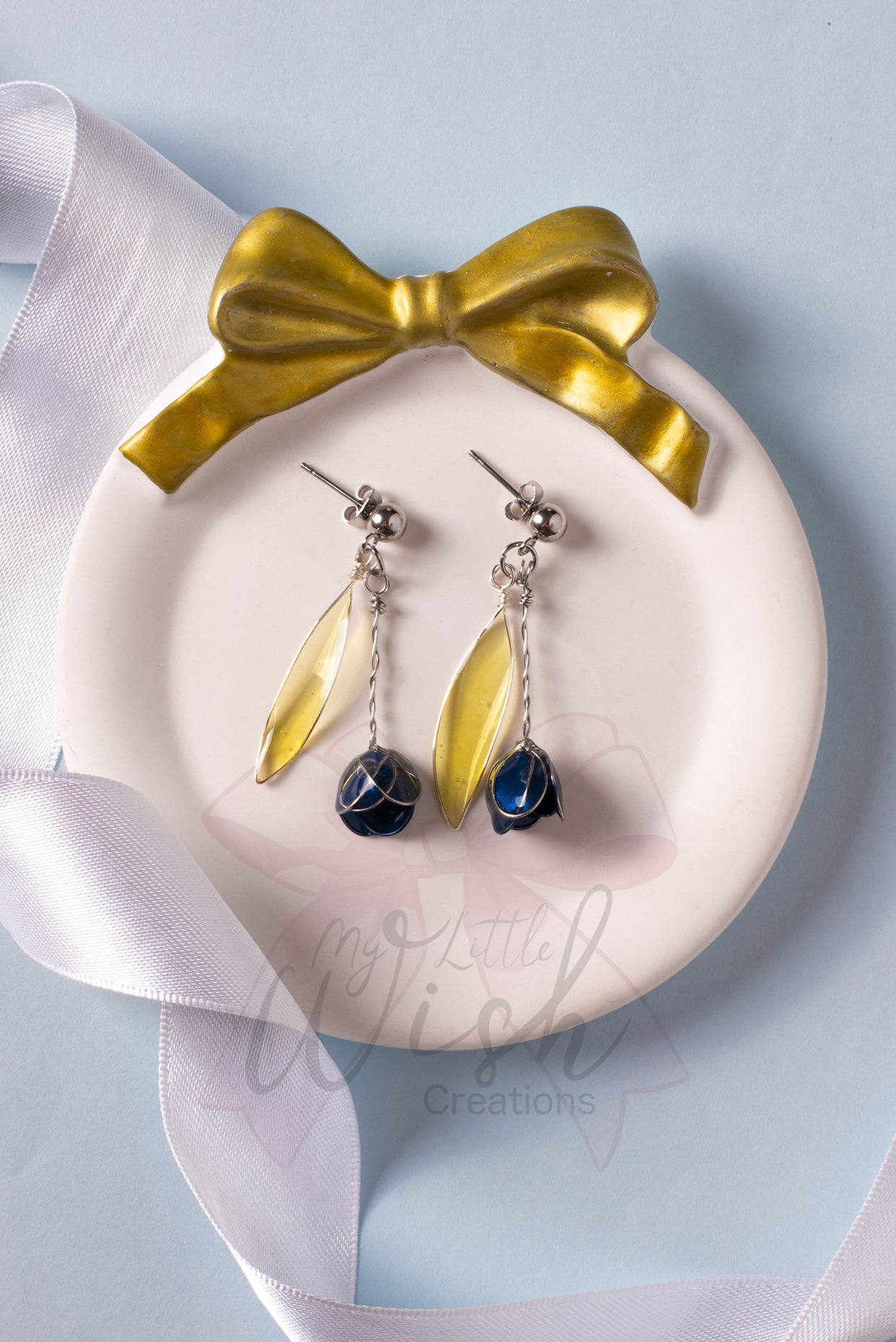 Orecchini Tulipani blu argento