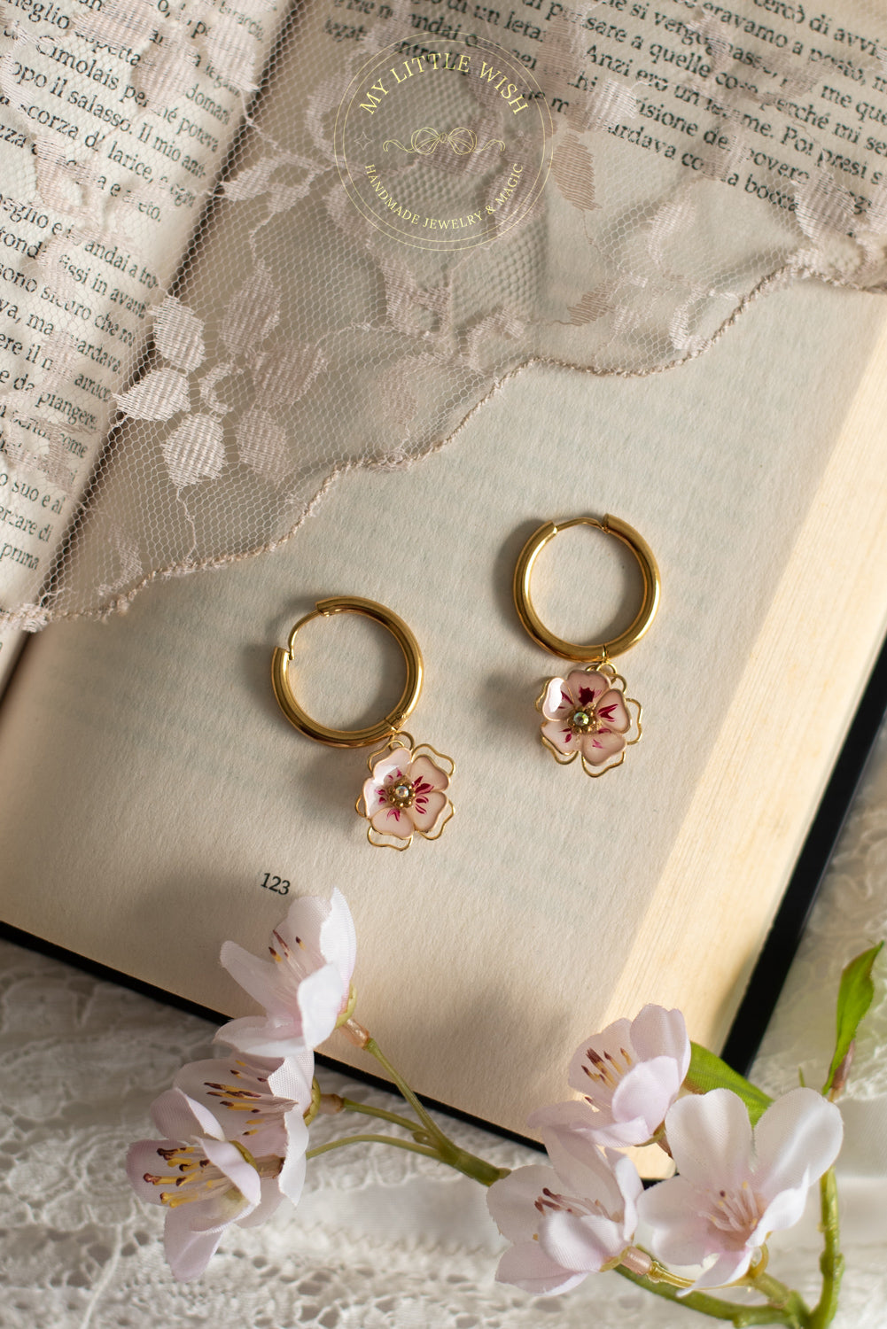Sakura Hoop Earrings