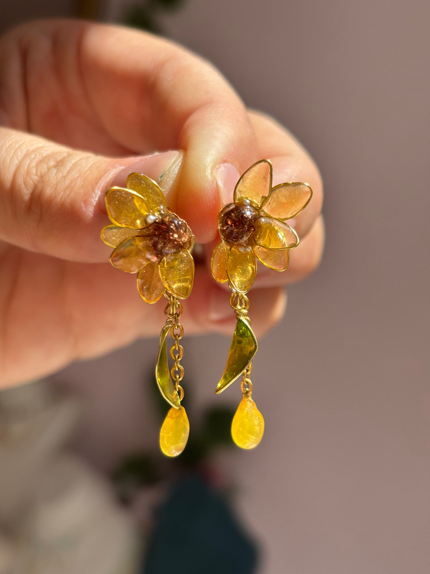 Sunflower Drop Earrings