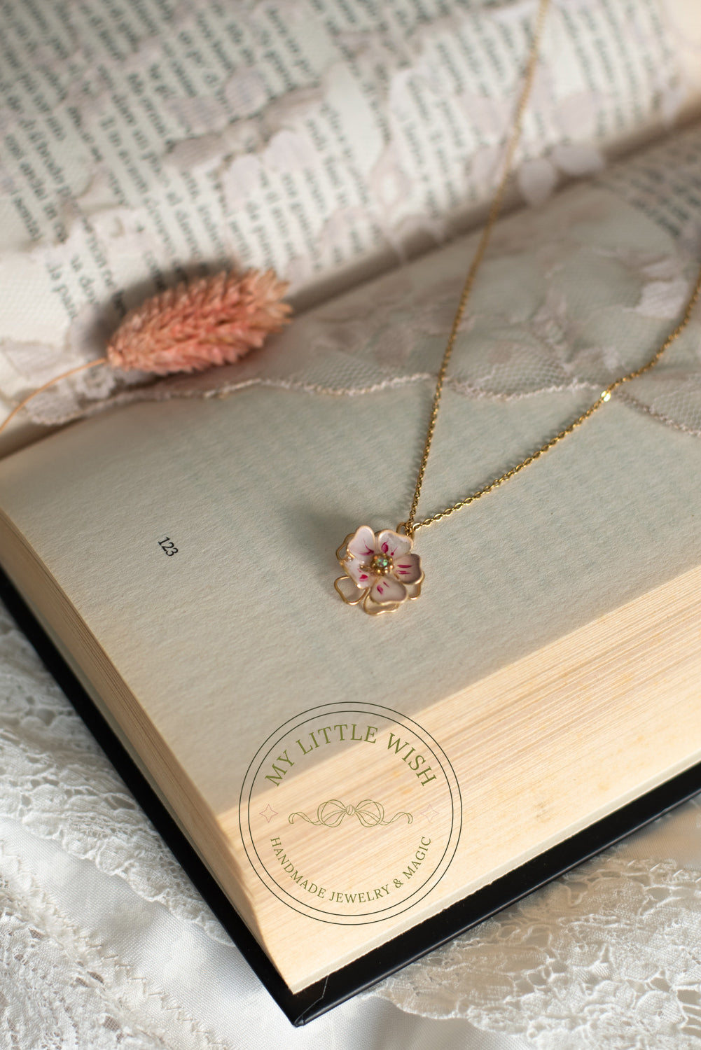 Minimal gold Sakura necklace