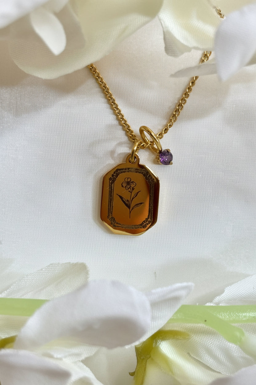 Collana Viola con Pietra del Mese di Nascita