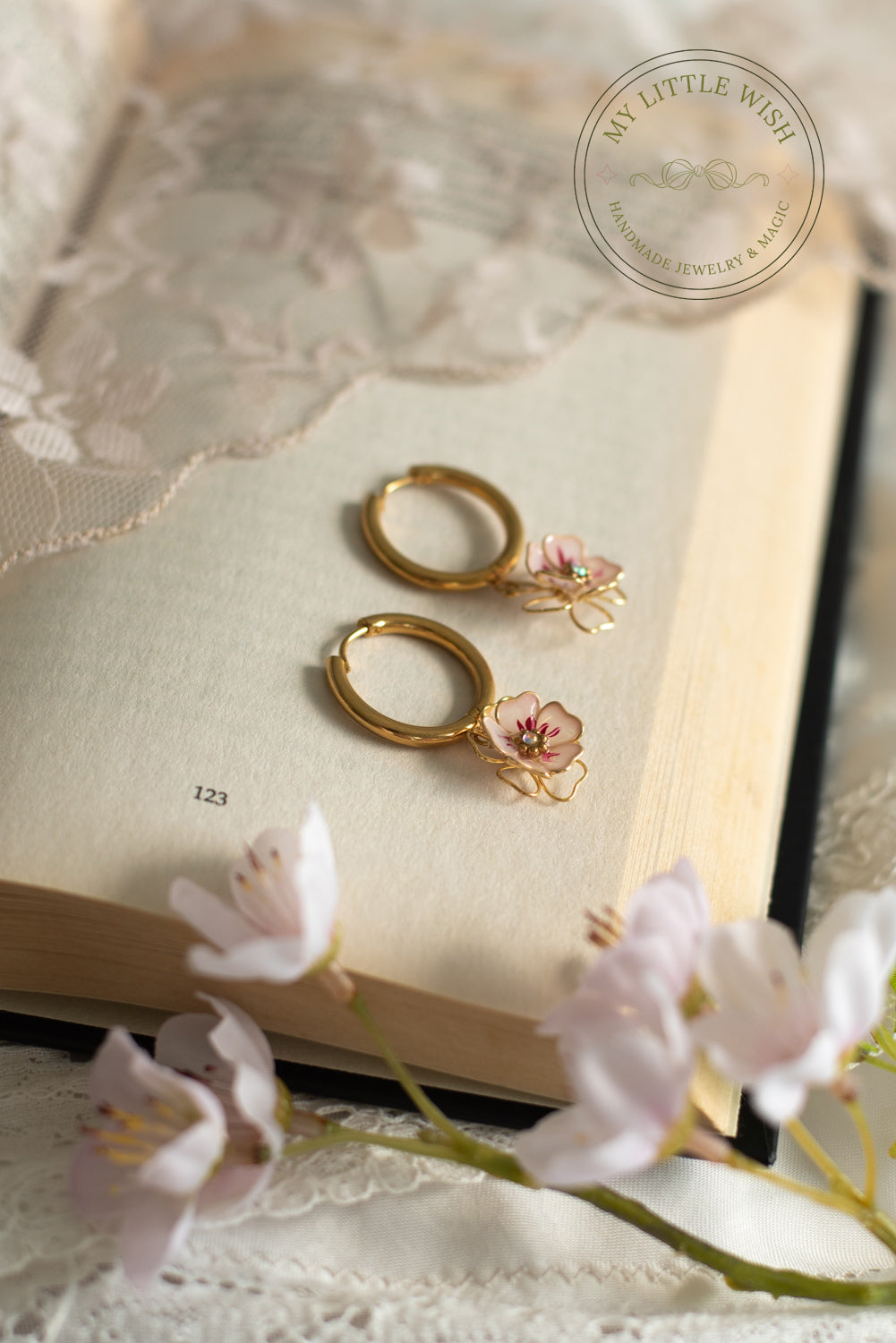 Sakura Hoop Earrings