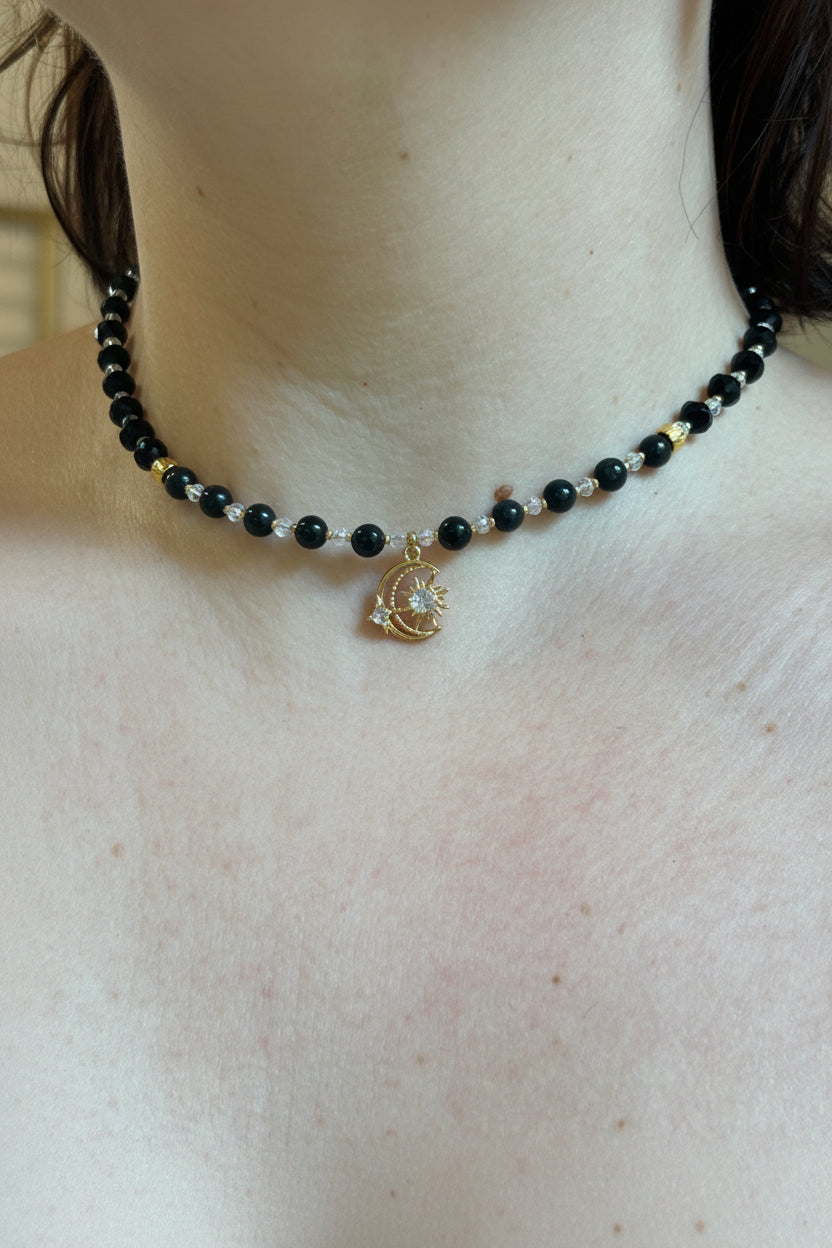 Collana Crystal Moon nera Luna
