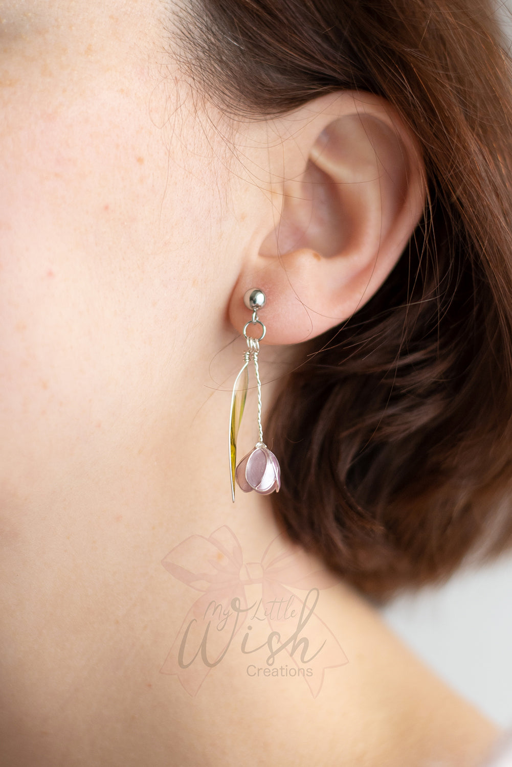 Orecchini Tulipani lilla in argento