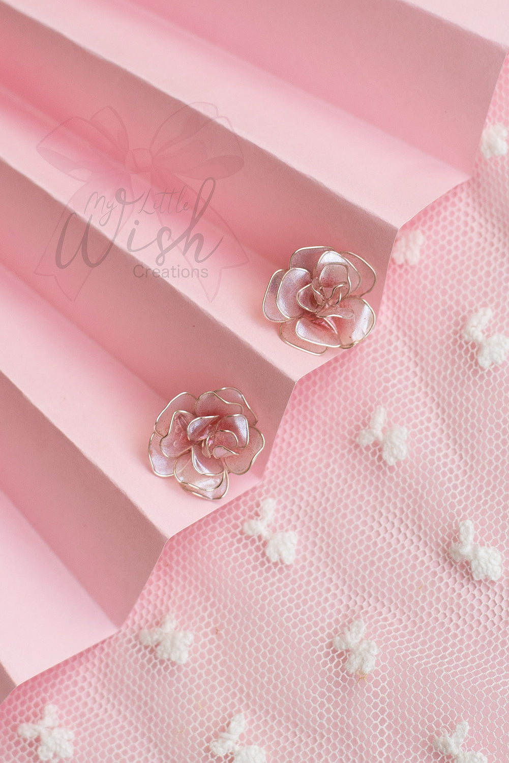 Orecchini a Lobo Roselline Rosa argento