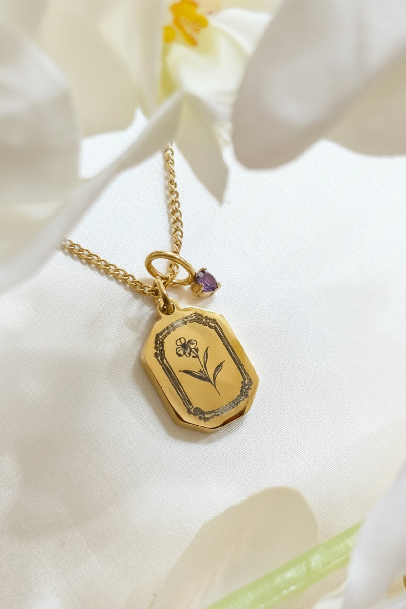 Collana Viola con Pietra del Mese di Nascita
