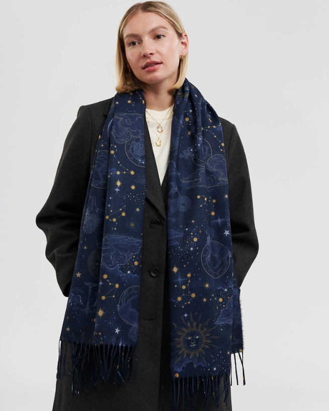 Sciarpa Zodiaco a Frange Fable England - Blu Navy