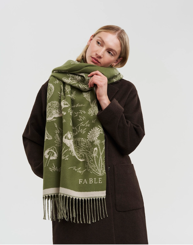 Sciarpa Woodland Scene Check Jacquard - Khaki