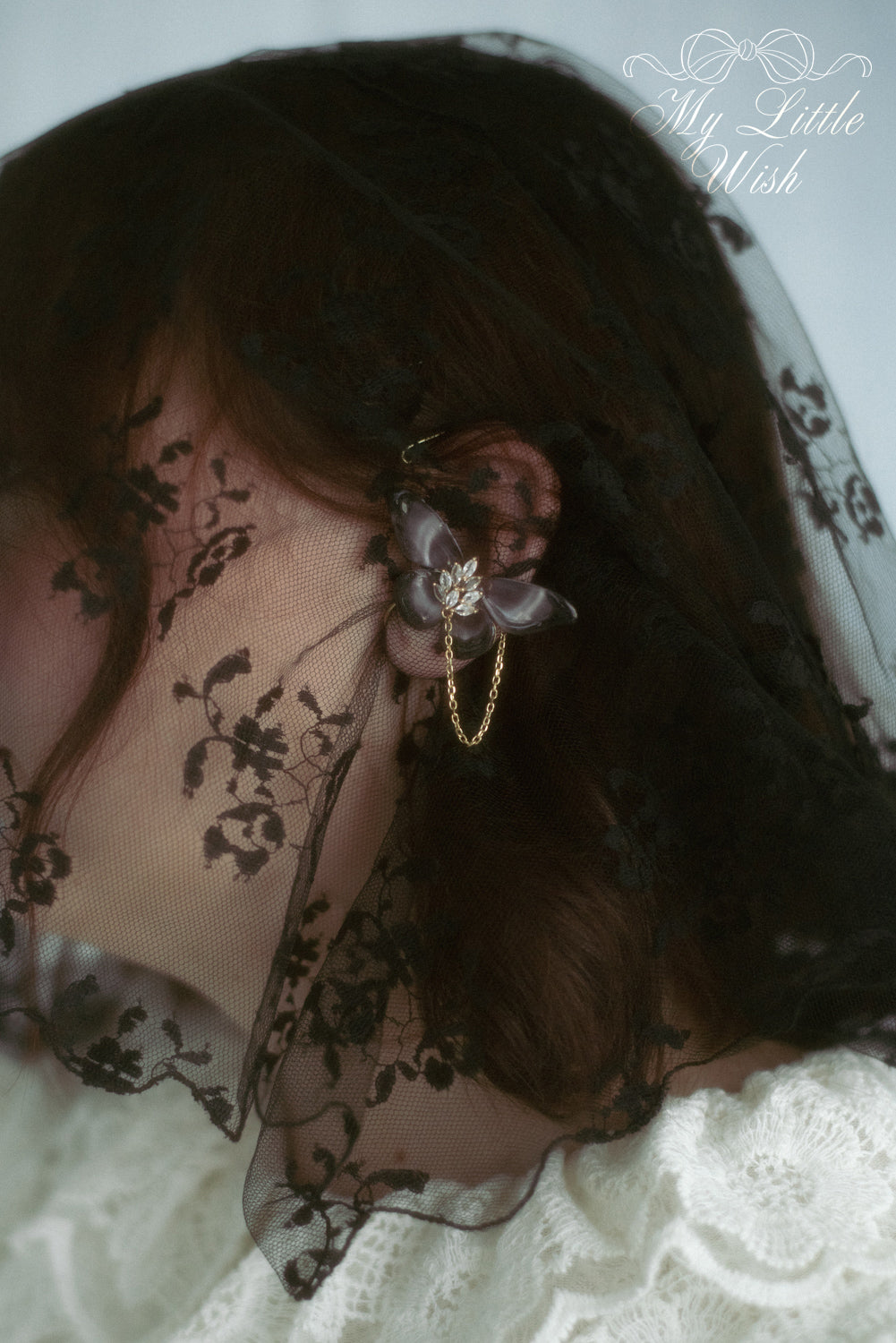 Ear Cuff Psiche n°2 - Farfalle nere e viola