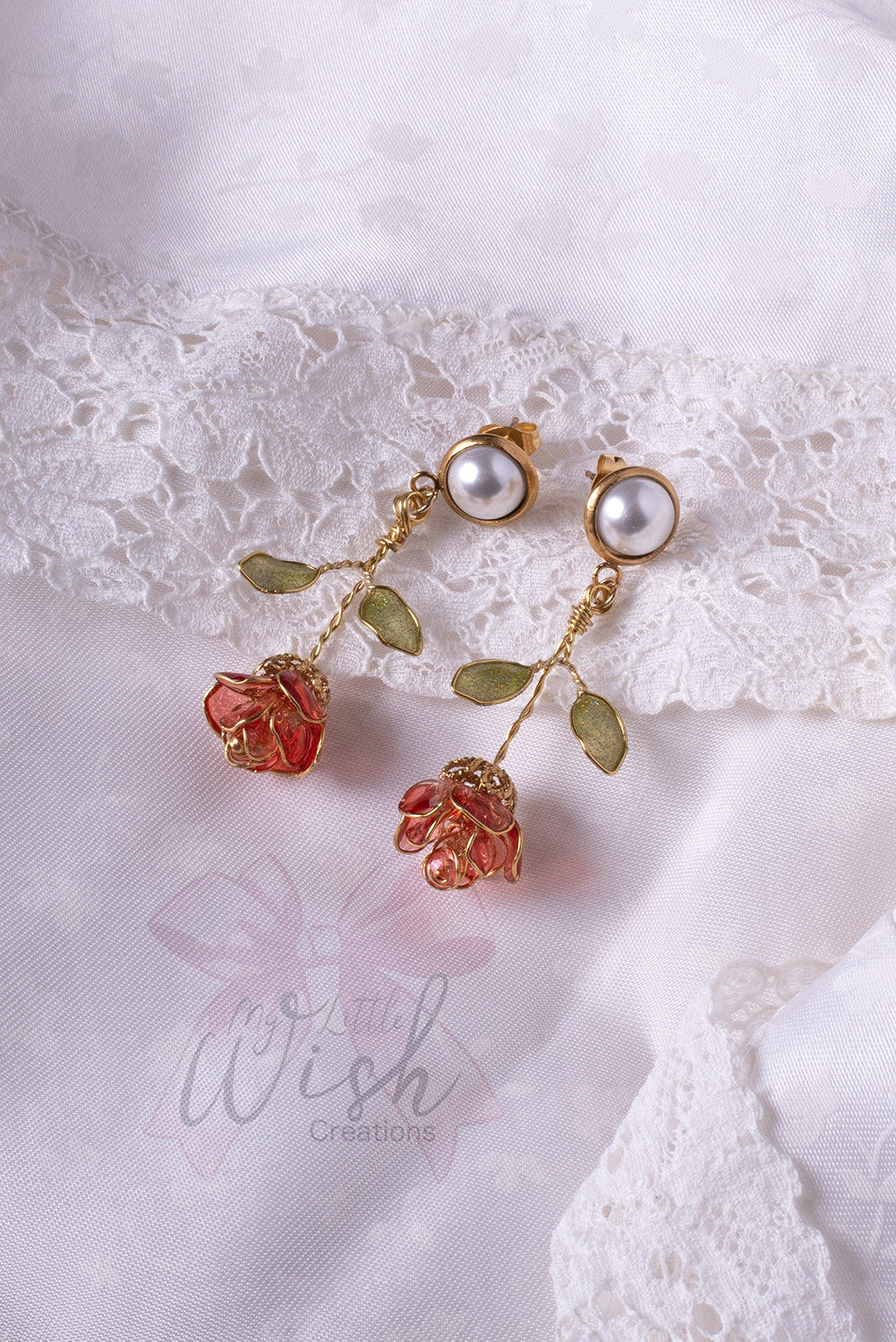 Red Rose Earrings