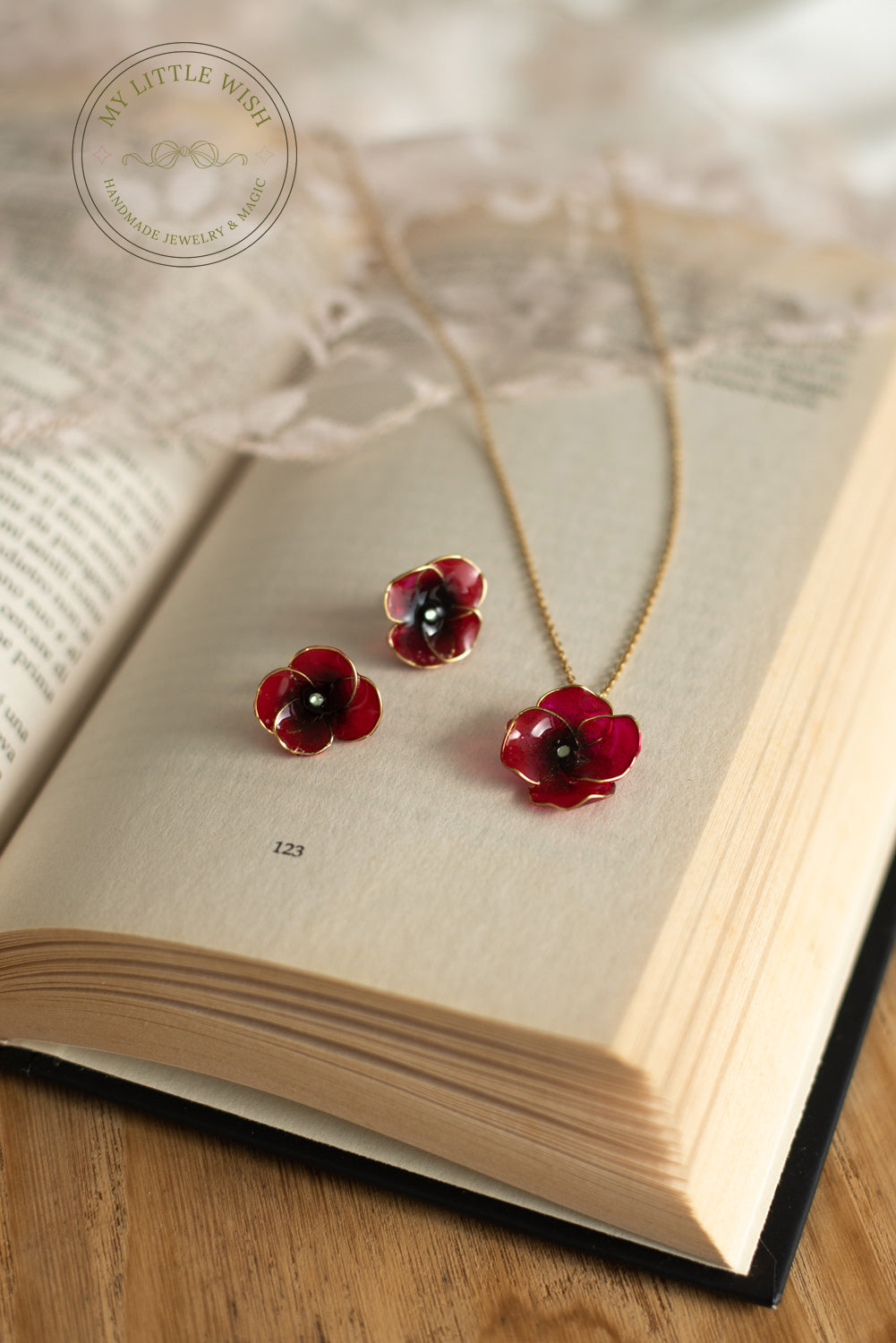 Set Papavero Collana & Orecchini a lobo