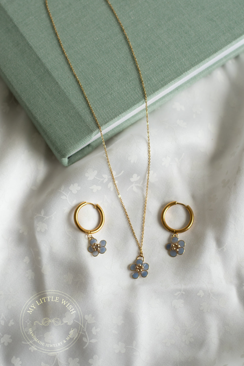 Set Nontiscordardimè  Collana & Orecchini a Cerchio
