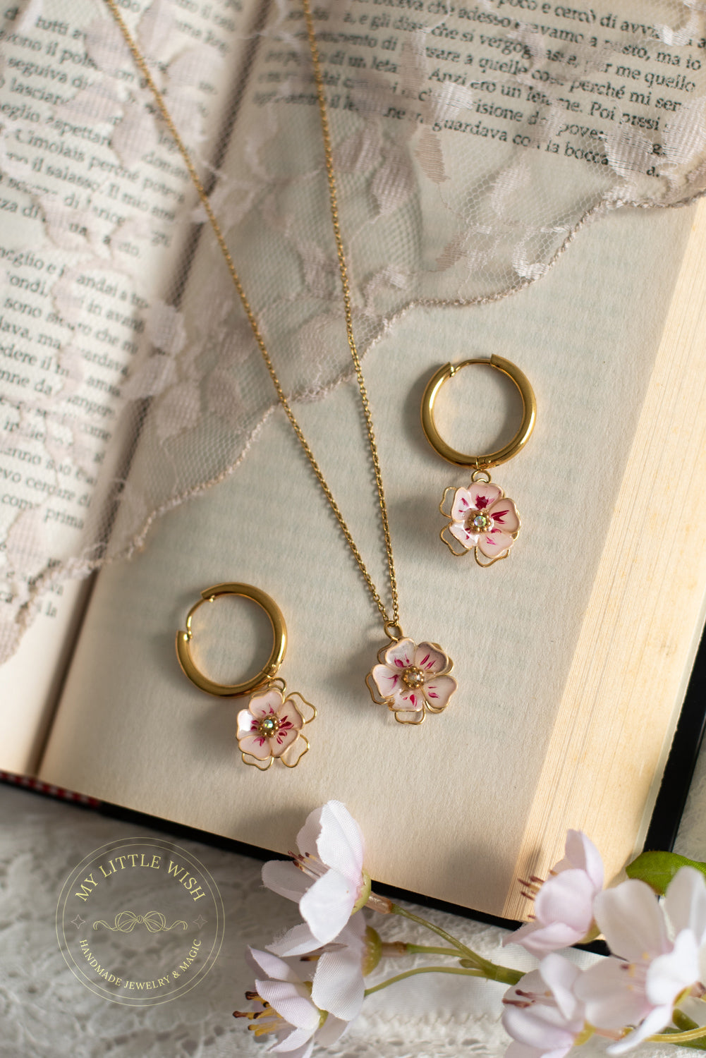Set Sakura Collana & Orecchini a cerchio