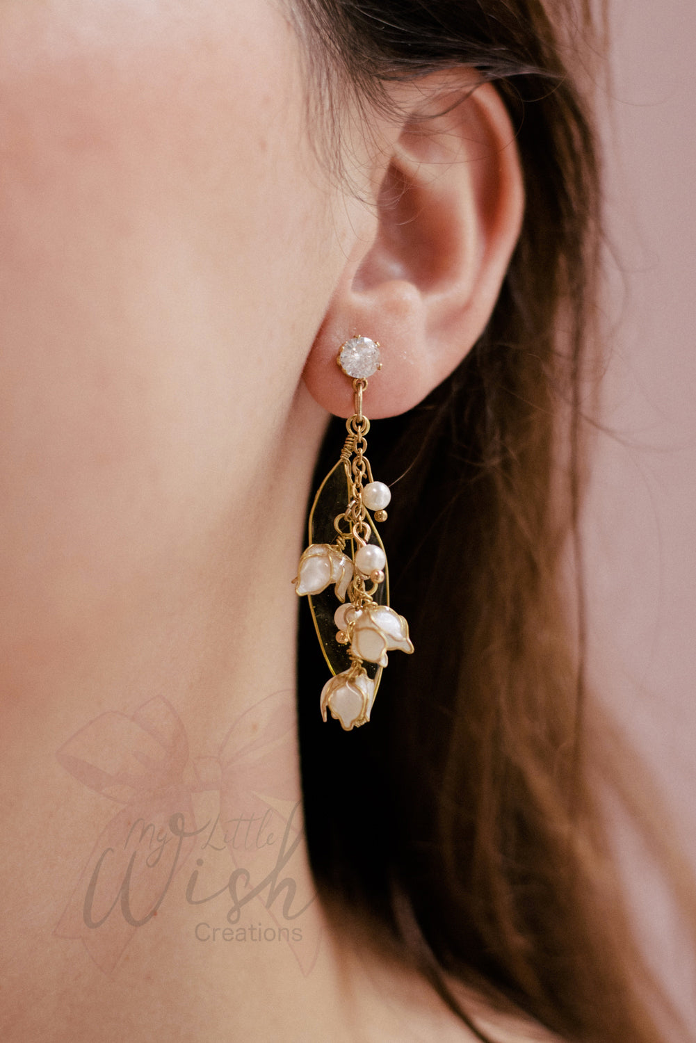 Gold Lily of the Valley Earrings