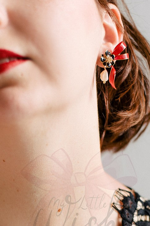 Orecchini Red Ribbon Bloom