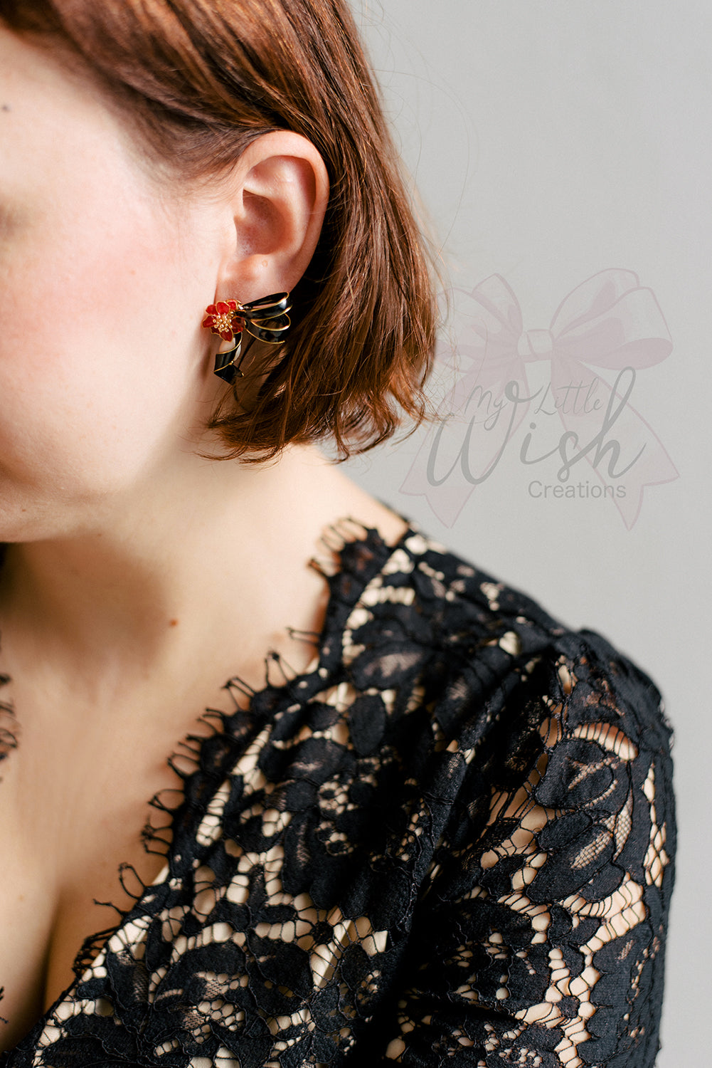 Orecchini Black Ribbon Bloom